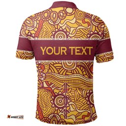 Custom PersonalisedBrisbane Broncos Polo Shirt Aboriginal Patterns