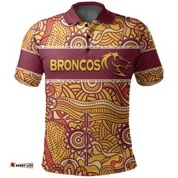 Custom PersonalisedBrisbane Broncos Polo Shirt Aboriginal Patterns