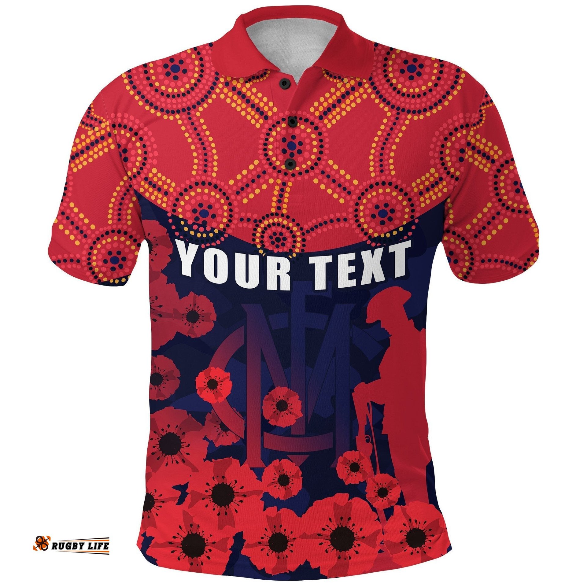 Custom Personalised Demons Anzac Day Polo Shirt Melbourne
