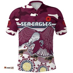 Sea Eagles Anzac Day Polo Shirt Simple Indigenous Camouflage
