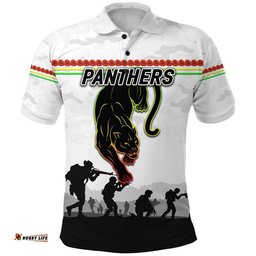Custom Personalised Panthers ANZAC Polo Shirt Simple Style - White