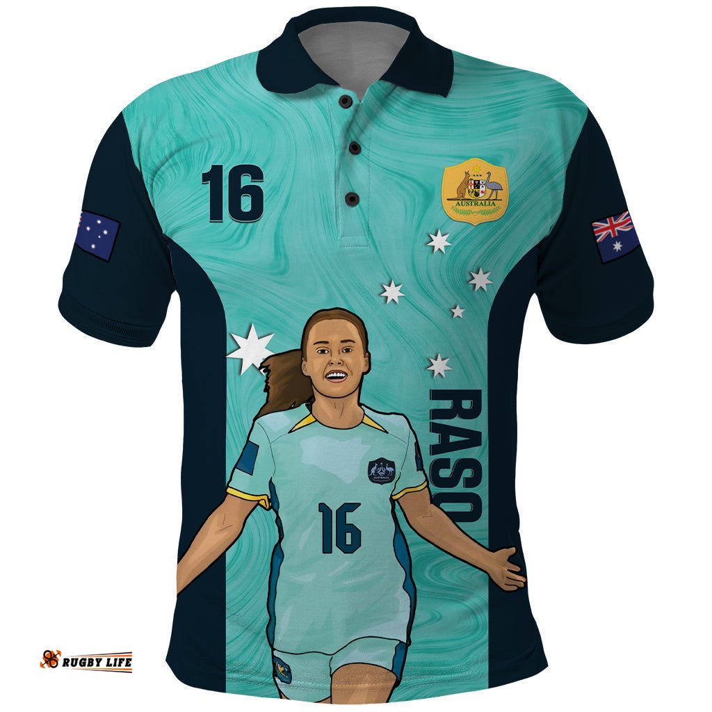 Australia Soccer Polo Shirt Raso Matildas Turquoise Version