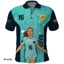 Australia Soccer Polo Shirt Raso Matildas Turquoise Version