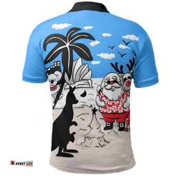 Australia Christmas Polo Shirt - Santa Claus Shirt Kangaroo Ver01