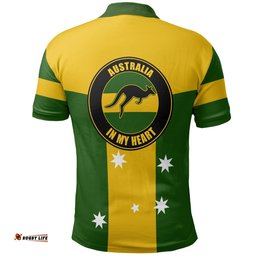 Polo Shirt - Australia In My Heart Kangaroo Symbol