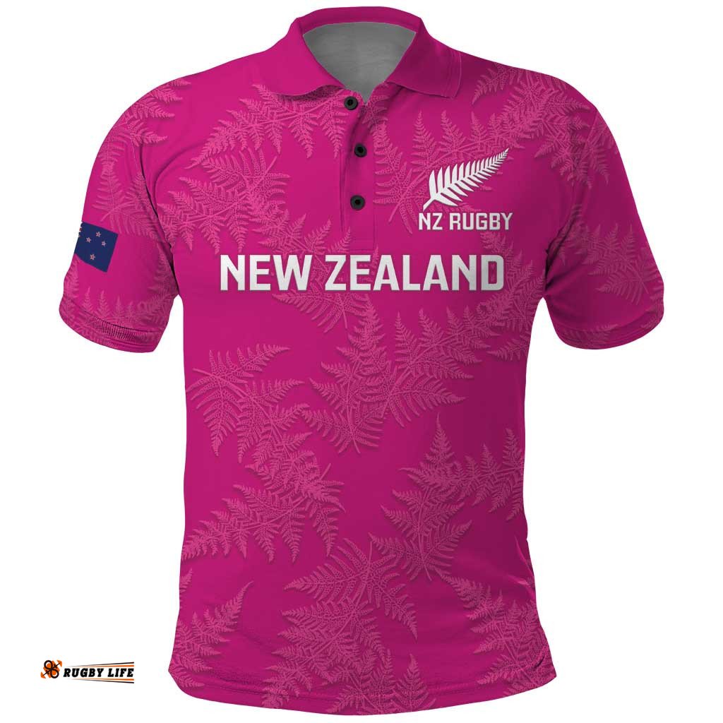 Custom New Zealand Silver Fern Rugby Polo Shirt Go Aotearoa - Pink Version