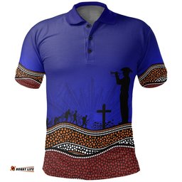 Polo Shirt Anzac Day Our Heroes - Nhi Style - Blue