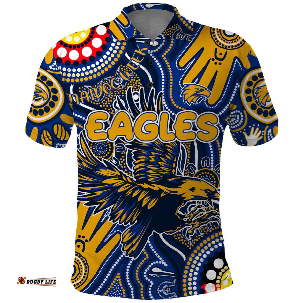 Personalised NAIDOC Week 2024 West Coast Eagles Polo Shirt Australian Aboriginal Hand Painting