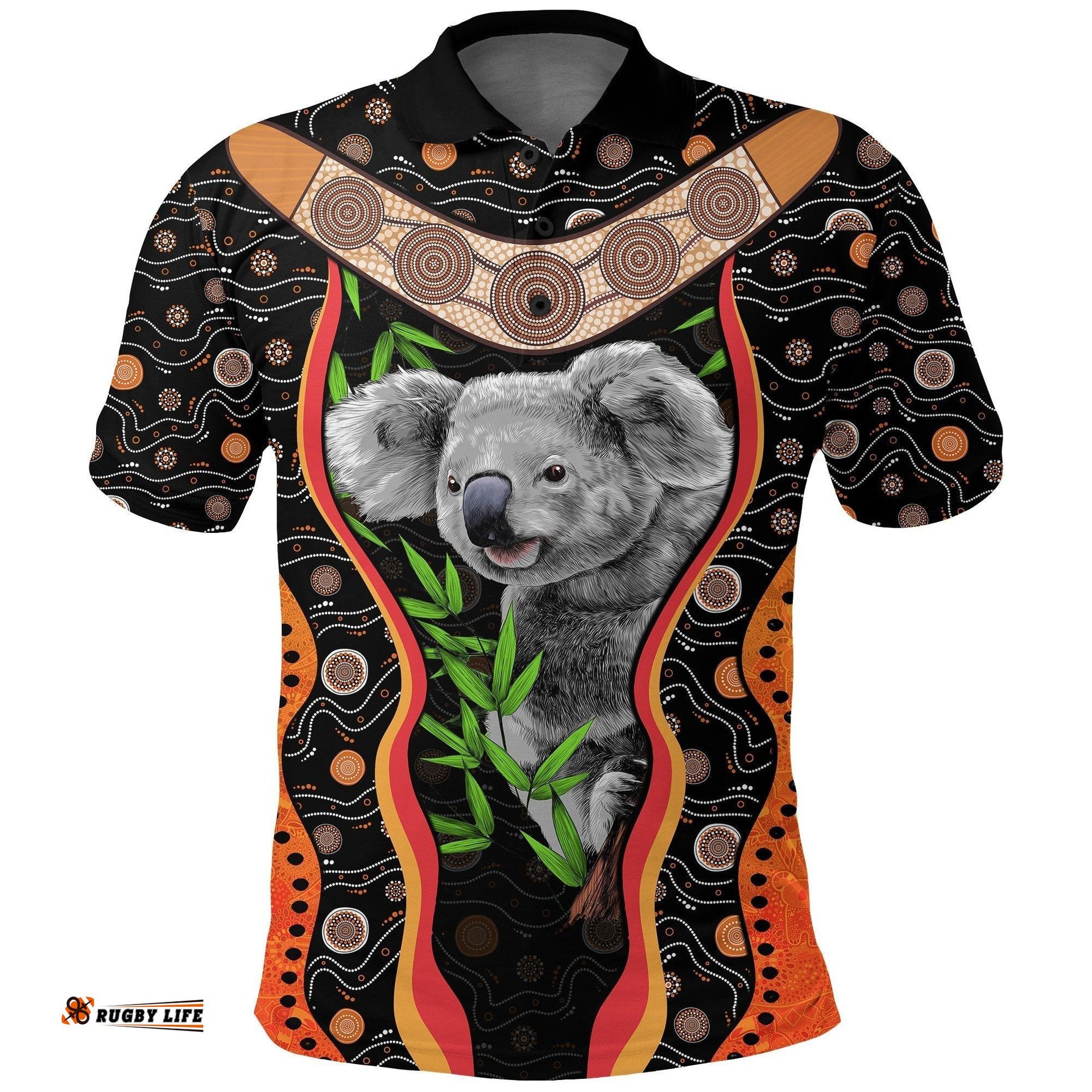 Polo Shirt - Koala Shirt Aboriginal Patterns - Unisex