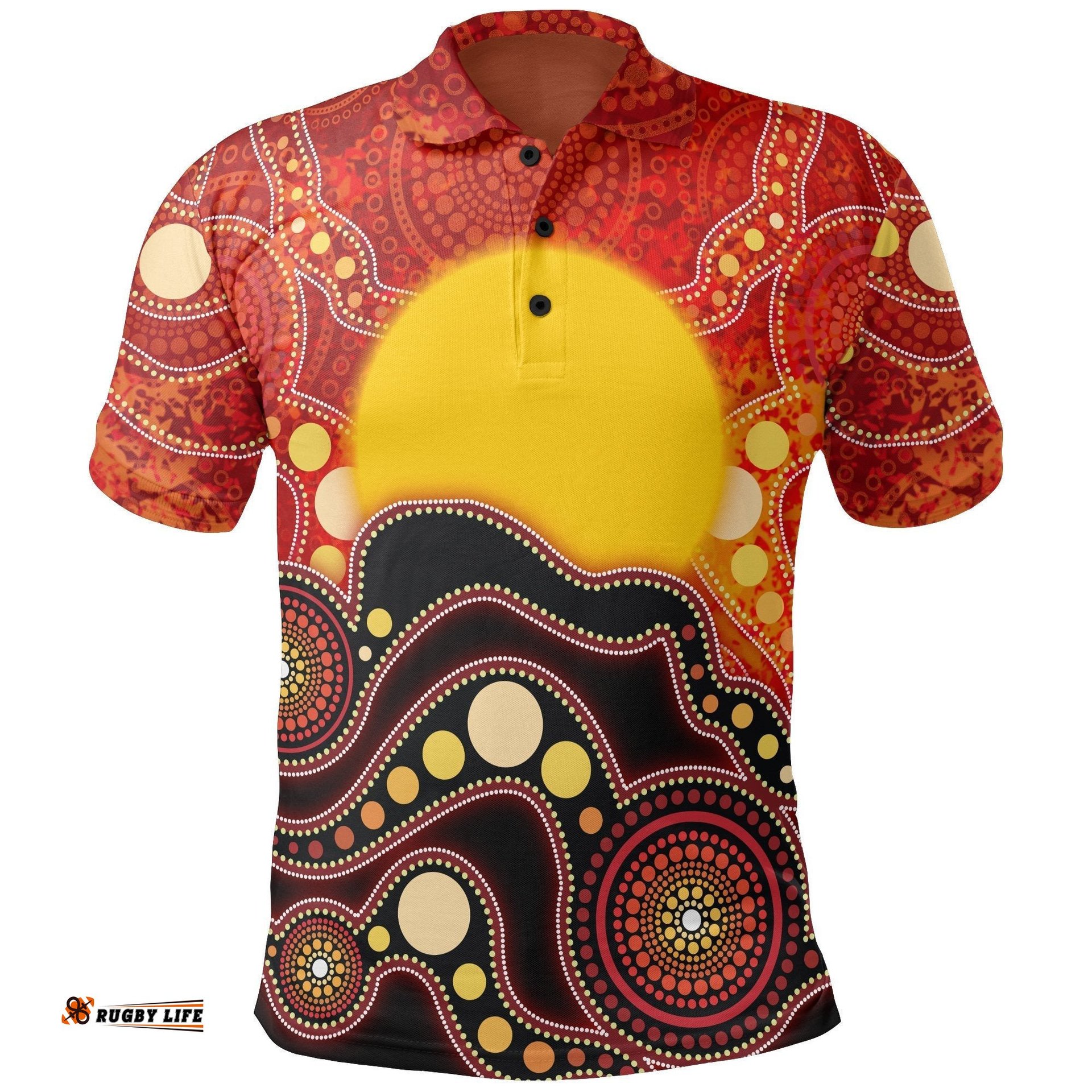 Aboriginal Polo Shirt, Aboriginal Lives Matter Flag Dot Painting Art