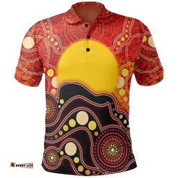 Aboriginal Polo Shirt, Aboriginal Lives Matter Flag Dot Painting Art