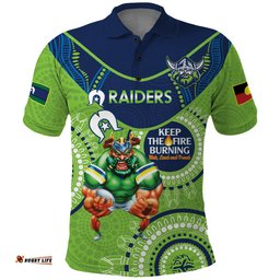 Custom NRL Raiders NAIDOC Week Polo Shirt Keep The Fire Burning Indigenous Art