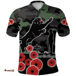Custom Personalised Panthers Anzac Day Polo Shirt Simple Poppy