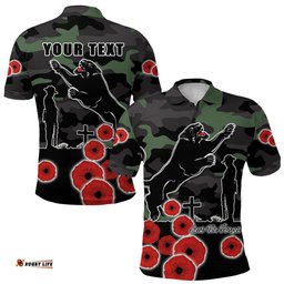Custom Personalised Panthers Anzac Day Polo Shirt Simple Poppy