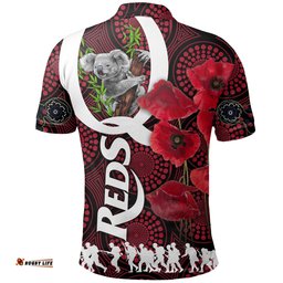 Australia Polo Shirt Queensland Reds Rugby Lest We Forget