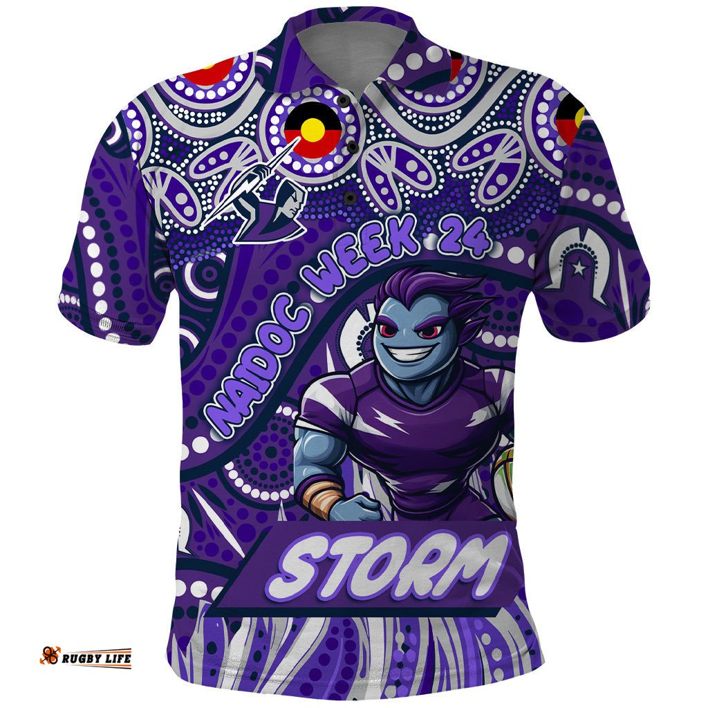 Custom Australia NAIDOC Week 2024 Polo Shirt Melbourne Storm Mascot Keep The Fire Burning
