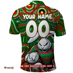 Custom Australia NAIDOC Week 2024 Polo Shirt Rabbitohs Mascot Keep The Fire Burning