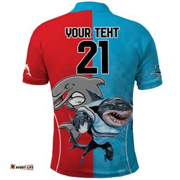 Custom Dolphins and Shark Polo Shirt Together Sporty Style