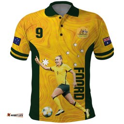 Australia Soccer Polo Shirt Foord Matildas - Gold Marble