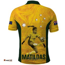 Australia Soccer Polo Shirt Fowler Matildas - Gold Marble