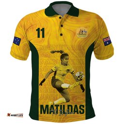Australia Soccer Polo Shirt Fowler Matildas - Gold Marble