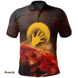 Aboriginal Polo Shirt - Indigenous Flag Hand Art