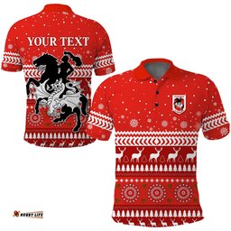 Custom Personalised Dragons Polo Shirt Christmas St. George Illawarra