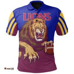Custom Personalised Brisbane Polo Shirt Lions Three Stripes