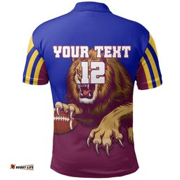 Custom Personalised Brisbane Polo Shirt Lions Three Stripes
