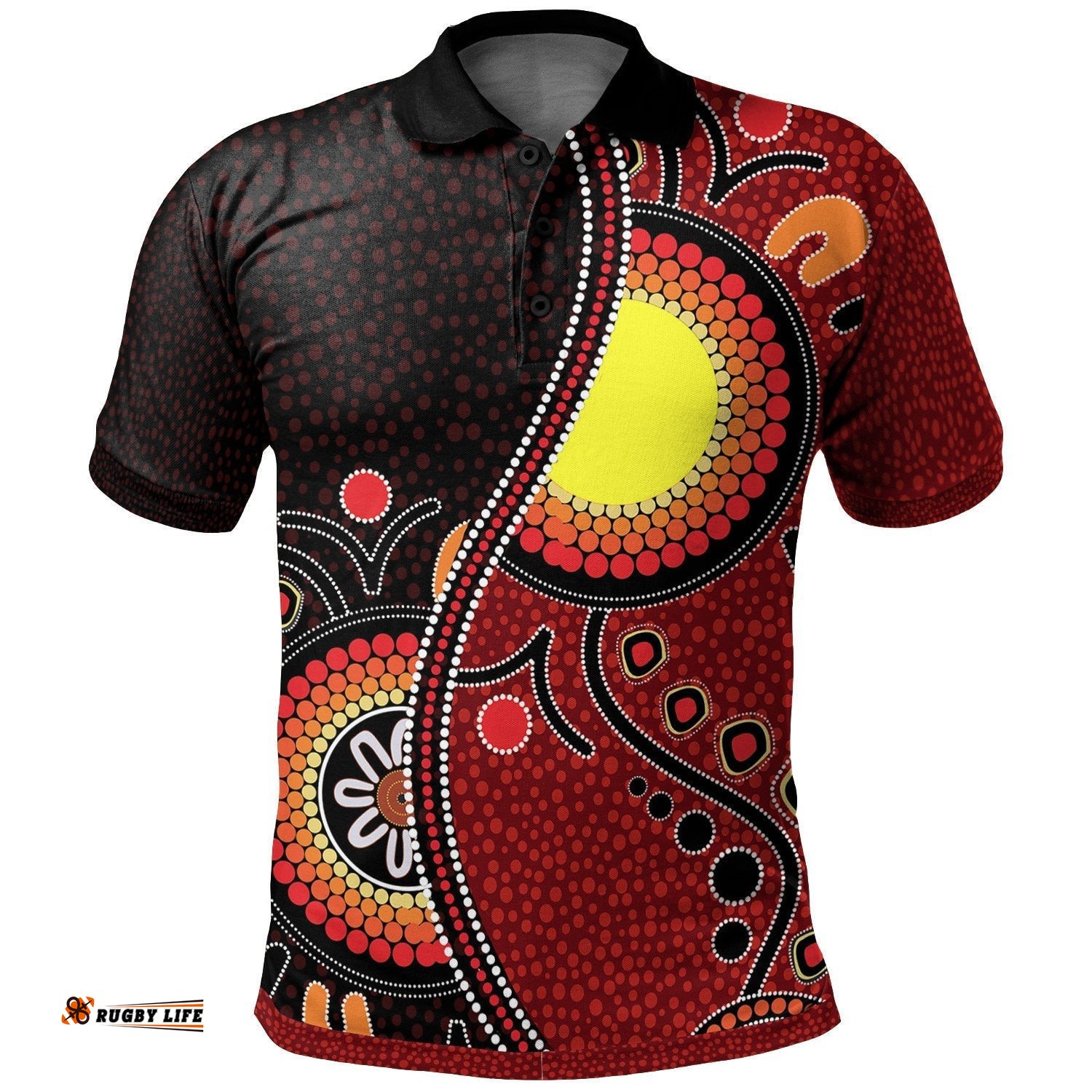 Aboriginal Polo Shirt - Australia Flag Dot Painting Art - Unisex
