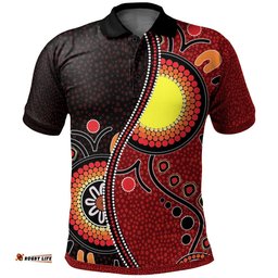 Aboriginal Polo Shirt - Australia Flag Dot Painting Art - Unisex