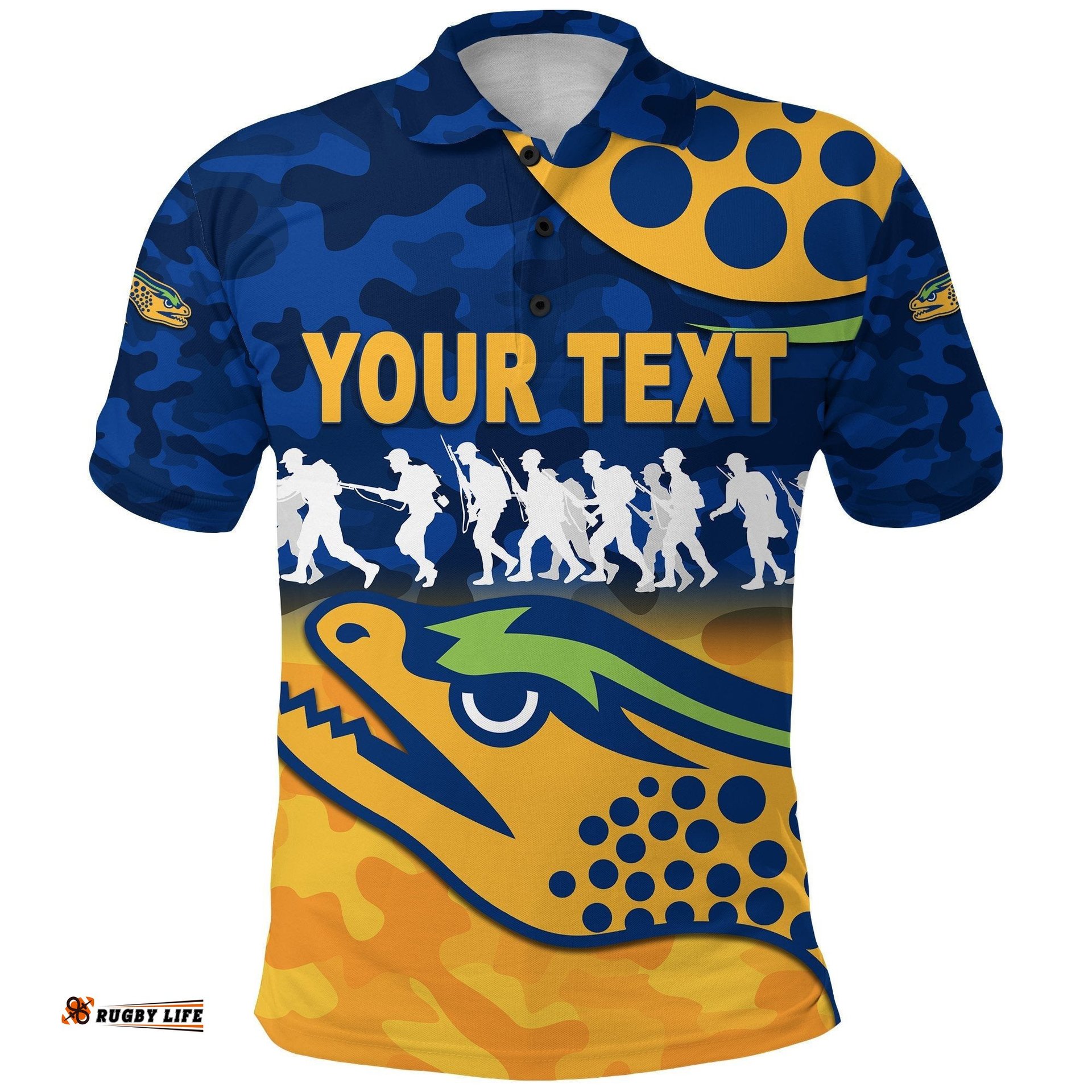 Custom Personalised Parramatta Polo Shirt Eels Anzac Vibes