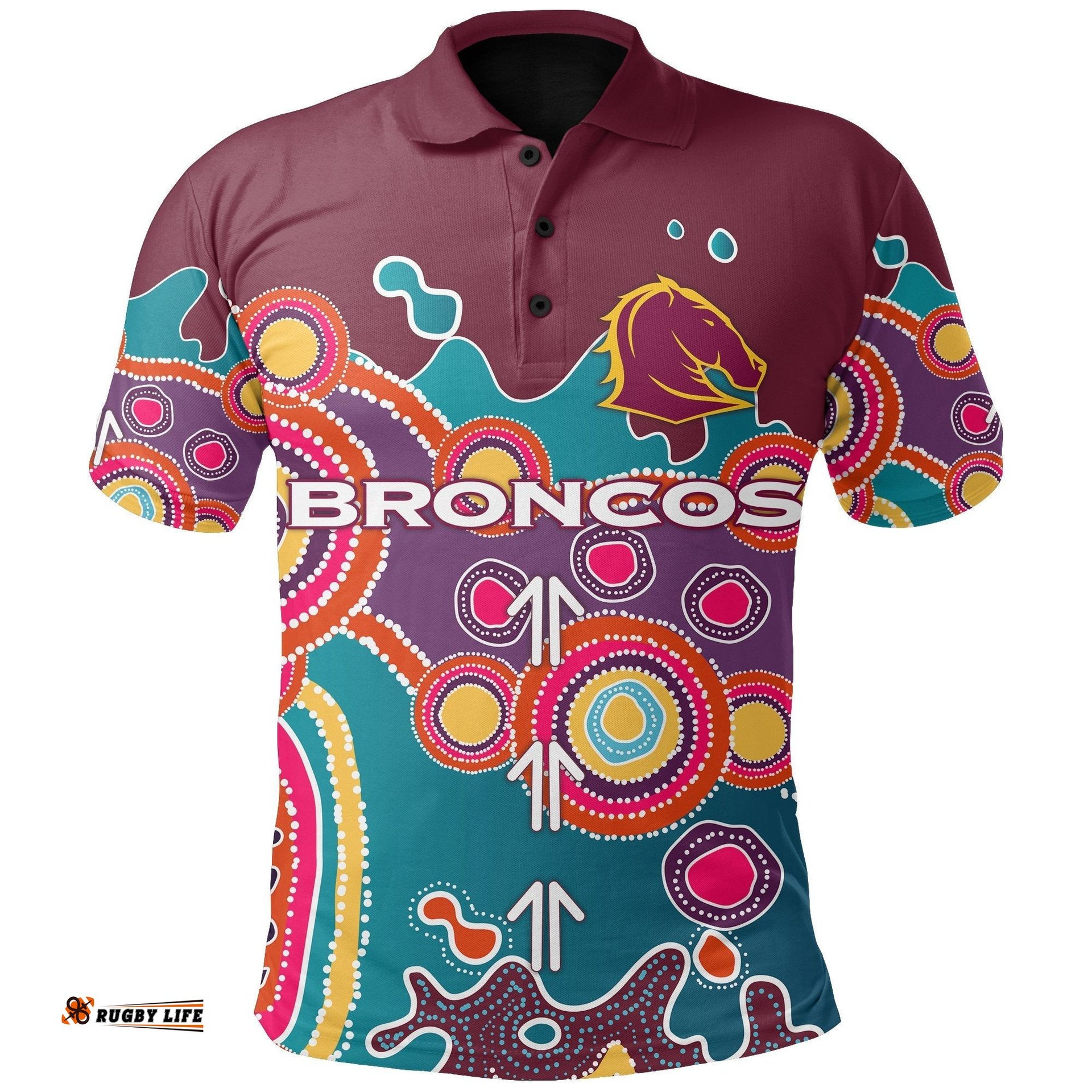 Custom PersonalisedBrisbane Broncos Indigenous Polo Shirt