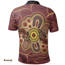 Aboriginal Polo Shirts, Indigenous Lizard Dot Painting Art