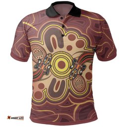 Aboriginal Polo Shirts, Indigenous Lizard Dot Painting Art
