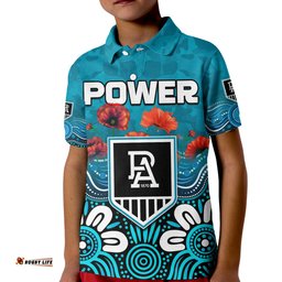 Custom Text and Number Power Anzac 2022 Polo Shirt Port Adelaide Aboriginal Remember Them