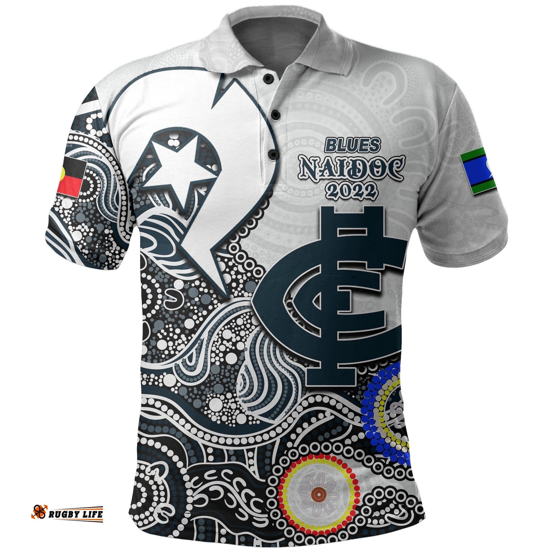 Blues Australian Football Polo Shirt NAIDOC 2022 Patterns