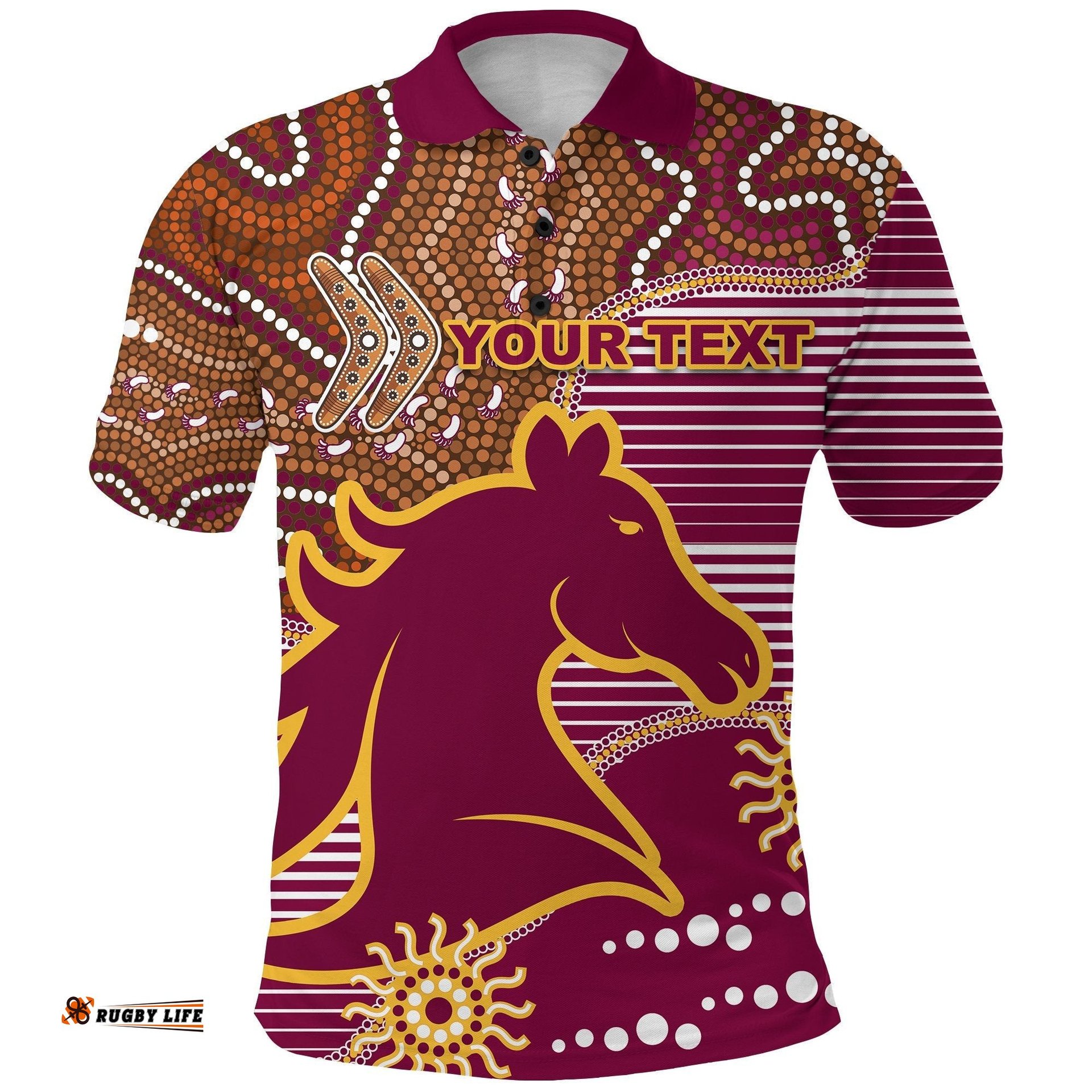 Custom Personalised Broncos Super Polo Shirt Indigenous Brisbane