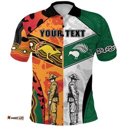 Custom Personalised Australian and New Zealand Anzac Polo Shirt Camouflage Indigenous