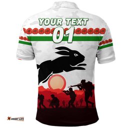 Custom Personalised Rabbitohs ANZAC Polo Shirt Simple Style - White