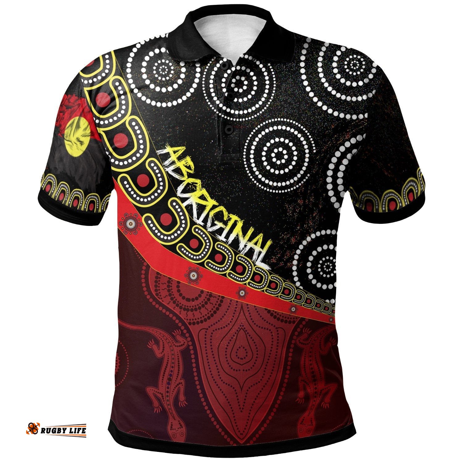 Polo Shirts - Aboriginal Flags & Dot Acrylic Paint Style Naidoc - Unisex