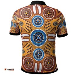 Polo Shirt - Aboriginal Family With Dot Painting art