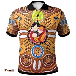 Polo Shirt - Aboriginal Family With Dot Painting art