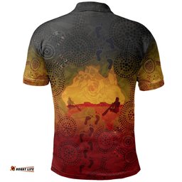 Aboriginal Polo Shirt, Australian Map with  Indigenous Color