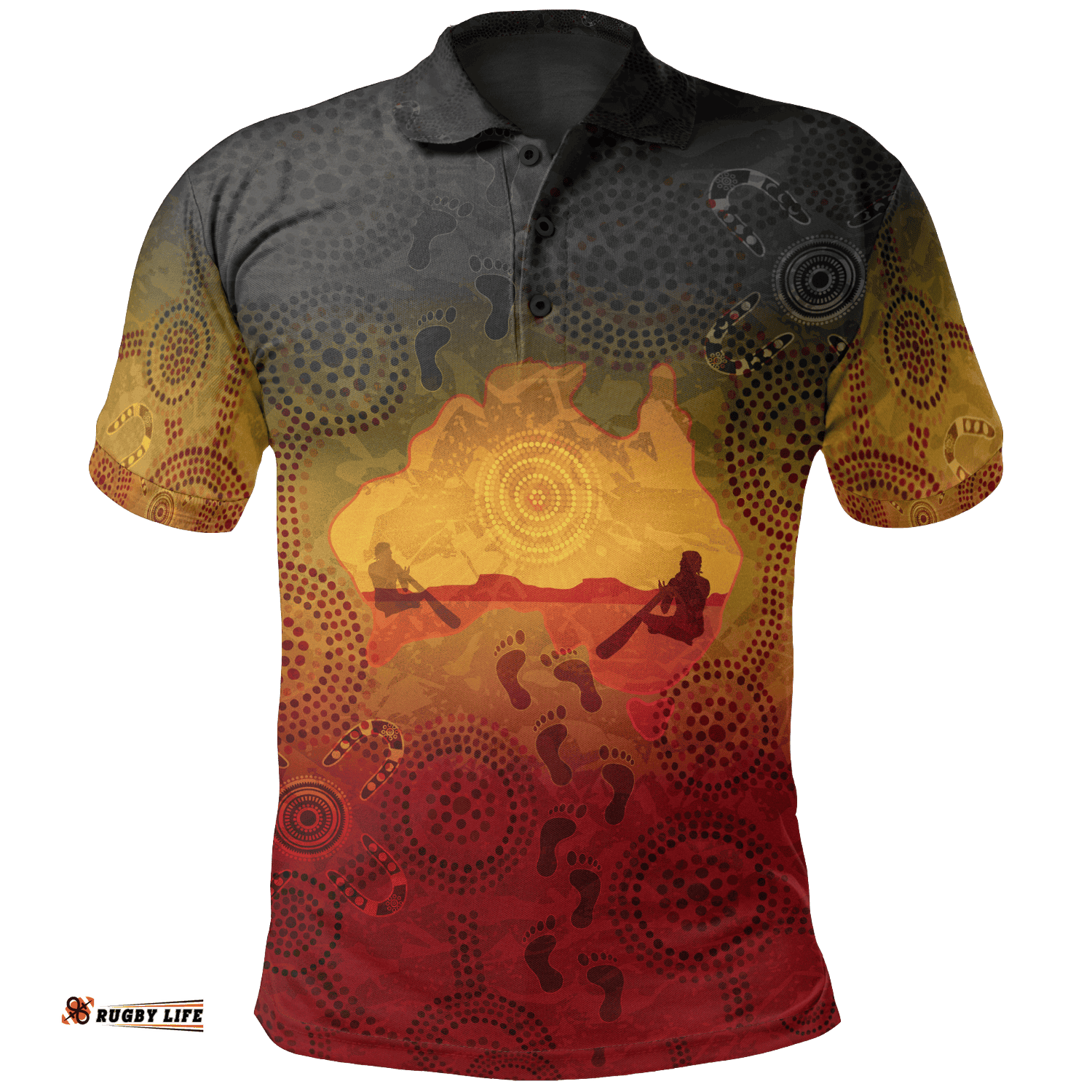 Aboriginal Polo Shirt, Australian Map with  Indigenous Color