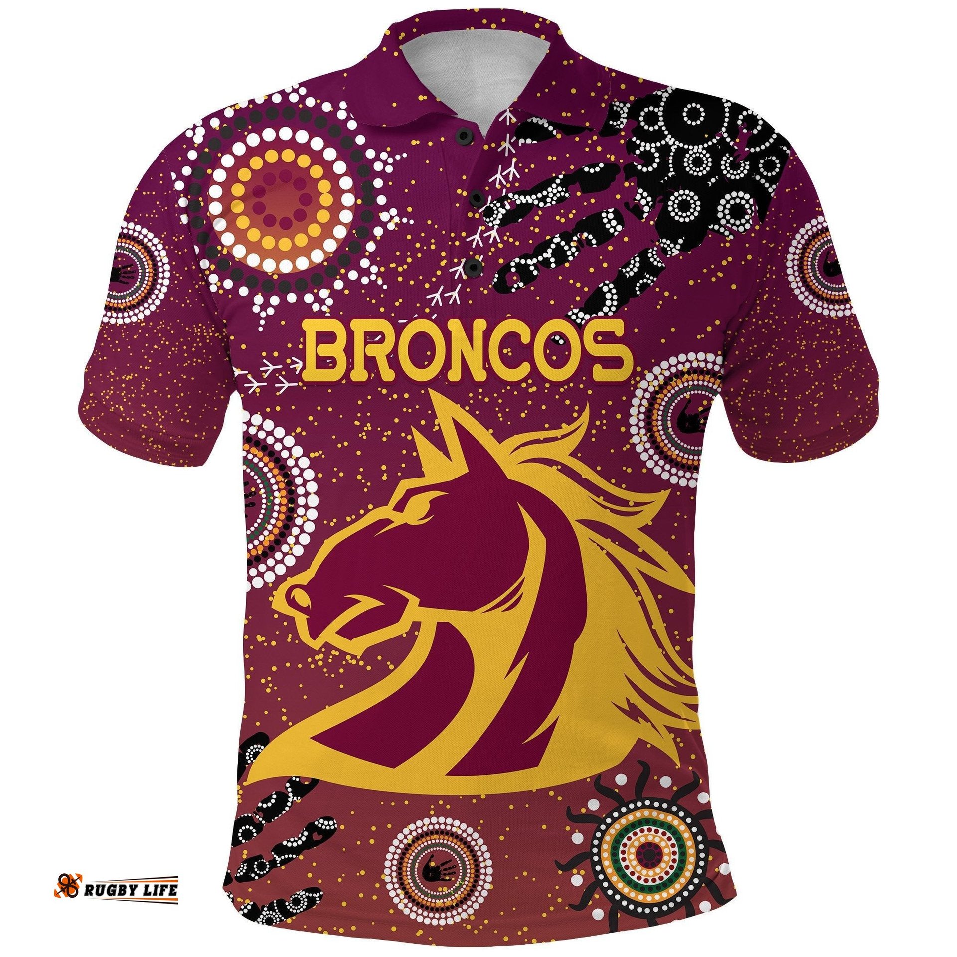 Brisbane Broncos Polo Shirt Indigenous Country Style