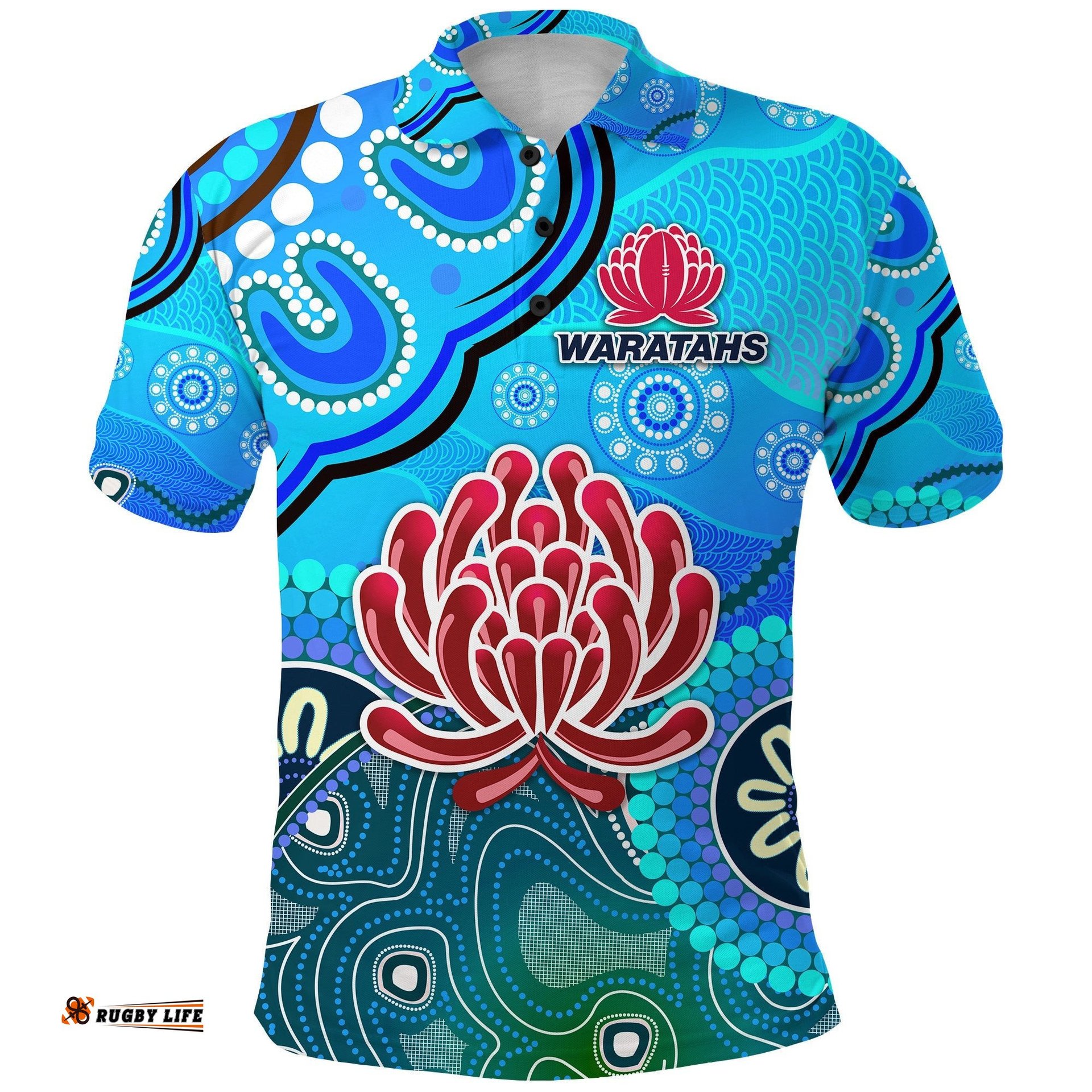 New South Wales Waratahs Aboriginal Polo Shirt Indigenous Wave Vibes
