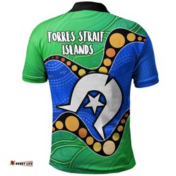 Custom Torres Strait Islands Polo -  Flag with Aboriginal Patterns