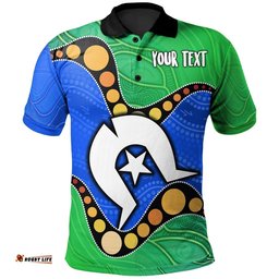 Custom Torres Strait Islands Polo -  Flag with Aboriginal Patterns