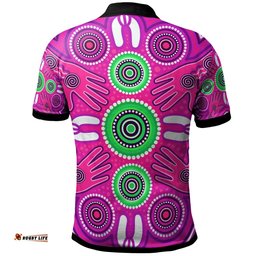 Polo Shirts - Aboriginal Family With Dot Painting art